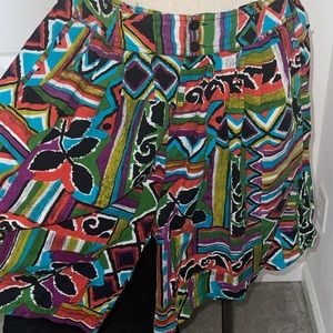 Vintage print flare shorts w/ pockets